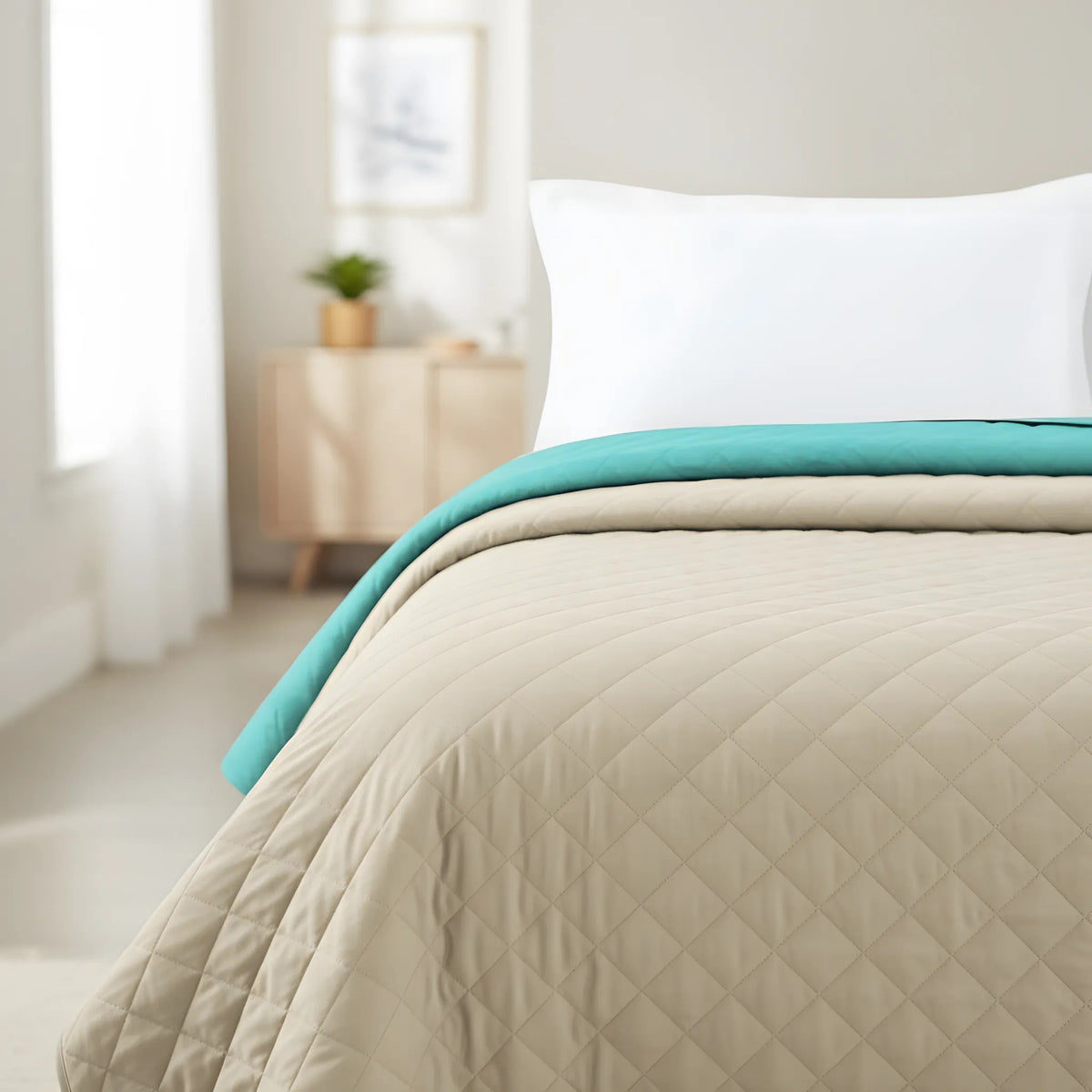 Cuvertura Cu Doua Fete Matlasata Inez Bej-Menta 200x220 8