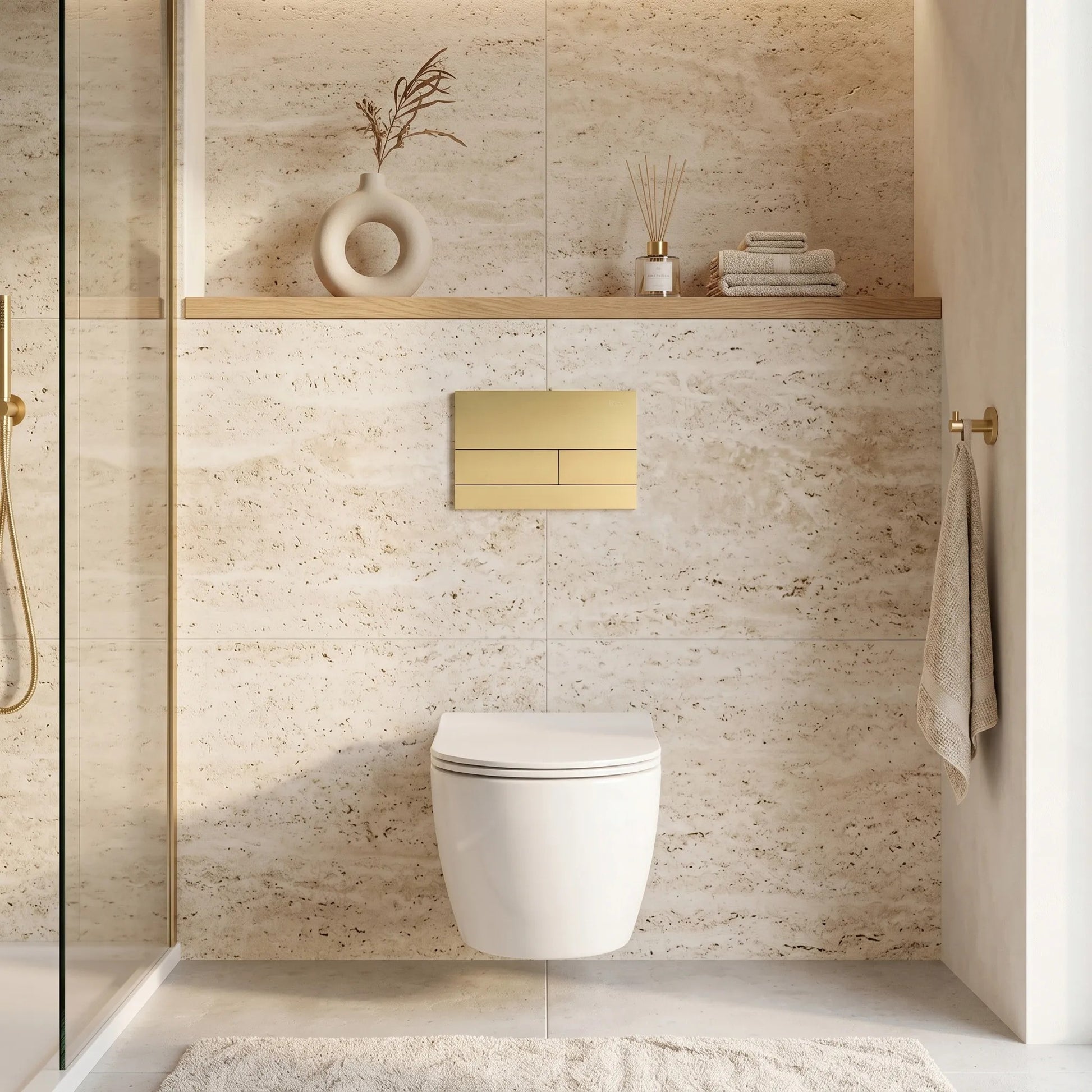 Set Cadru Îngropat Slim 024N Pentru WC Cu Buton T Brush Gold 8