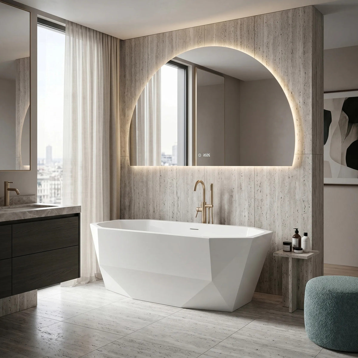 Cadă Freestanding Rea Diamanti 170 Capac Dop Alb 8