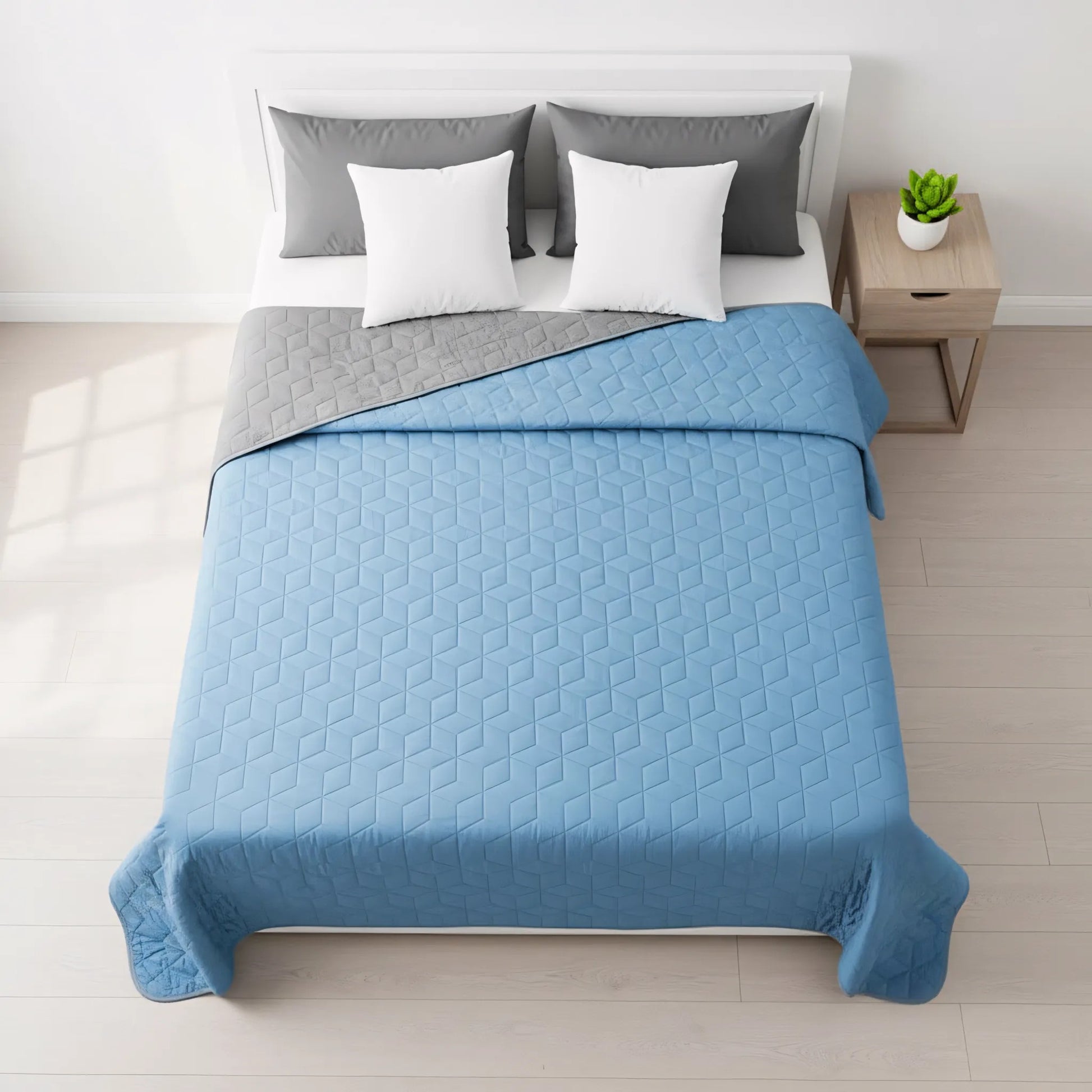 Cuvertura Cu Doua Fete Matlasata Diamante L.Grey / Blue 200x220 8