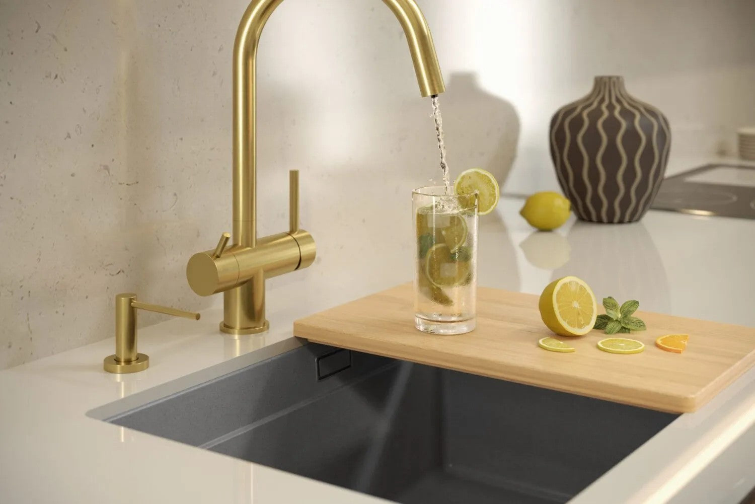 Chiuveta Din Granit Logan 100 Black Metallic Dop Cupru Periat 8