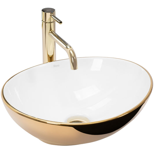 Lavoar pentru blat Rea Sofia Gold / Alb 1