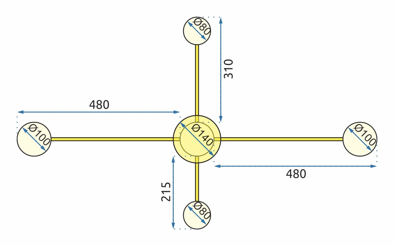 LAMPA DE PLAFON MODERNA GOLD 4-ARM LED APP520-4C  5