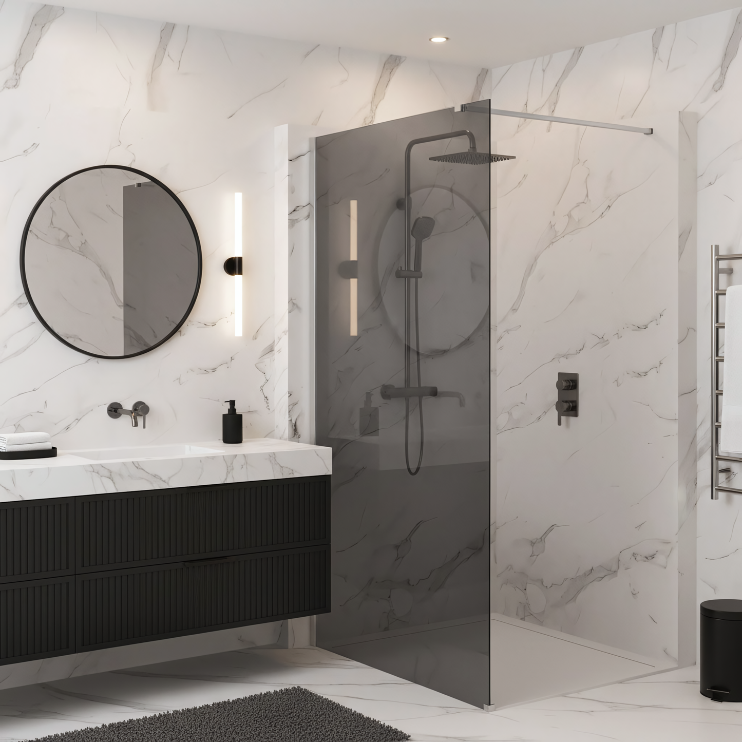 Paravan de dus Rea Flexi Grey / Chrome 80  3