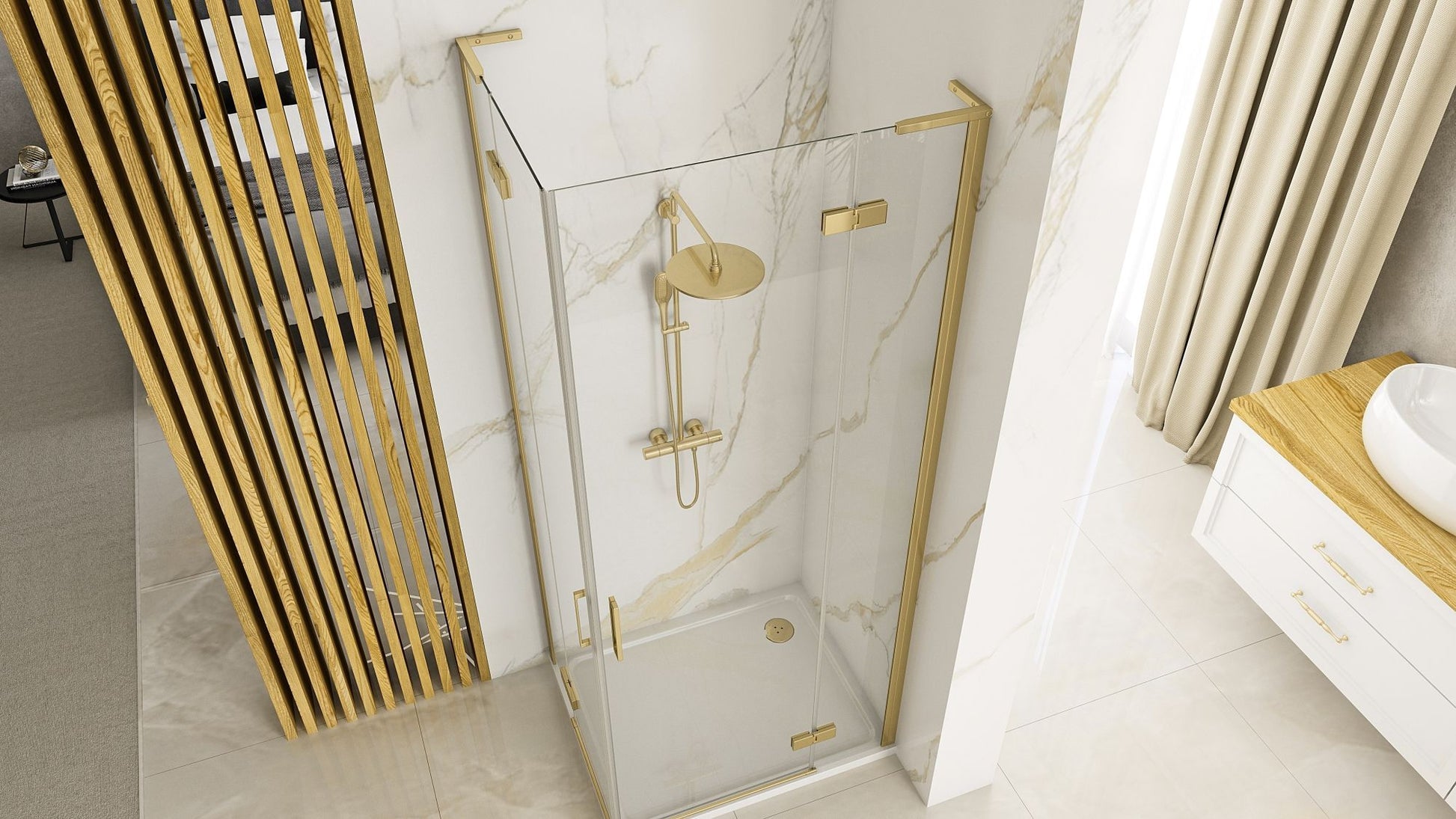 Cabina dus REA Hugo 90x100 Gold Brush  4