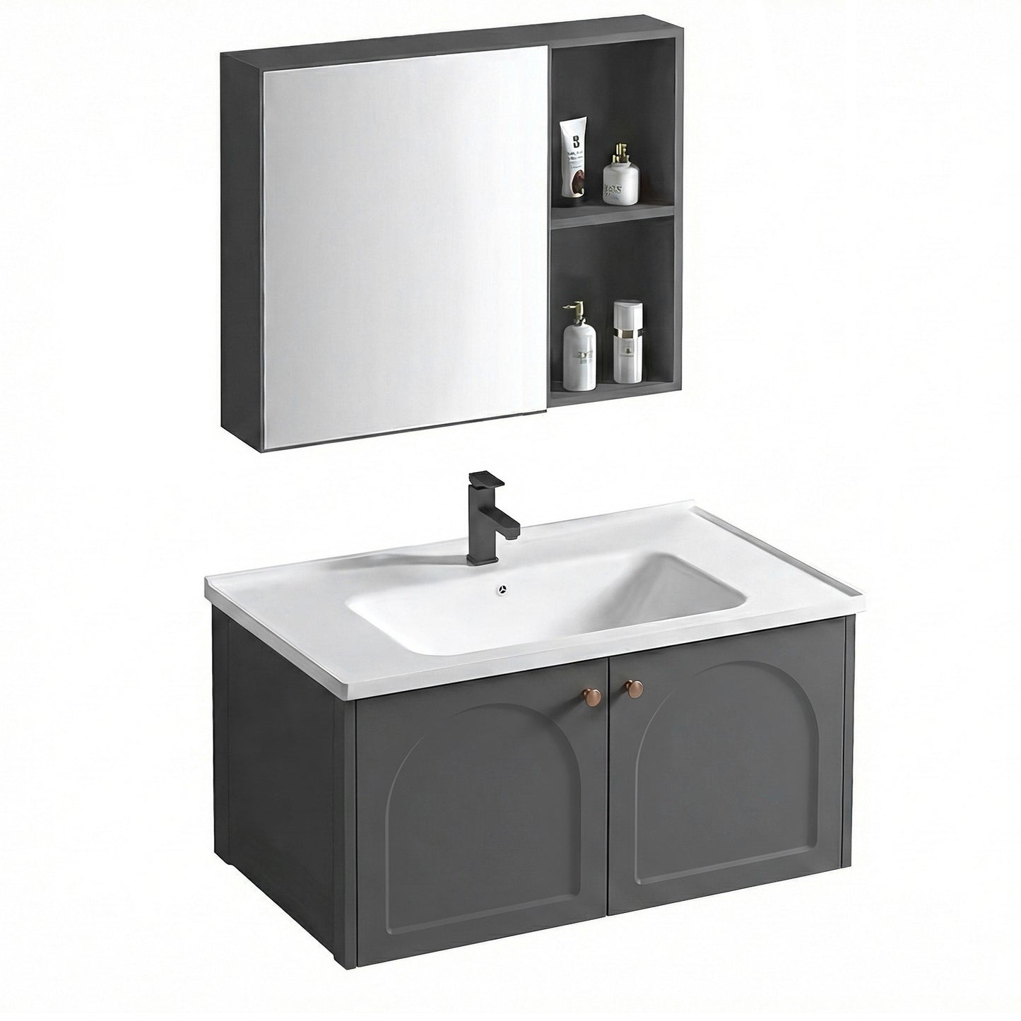Set mobilier de baie cu lavoar Denver 80cm Grey  6