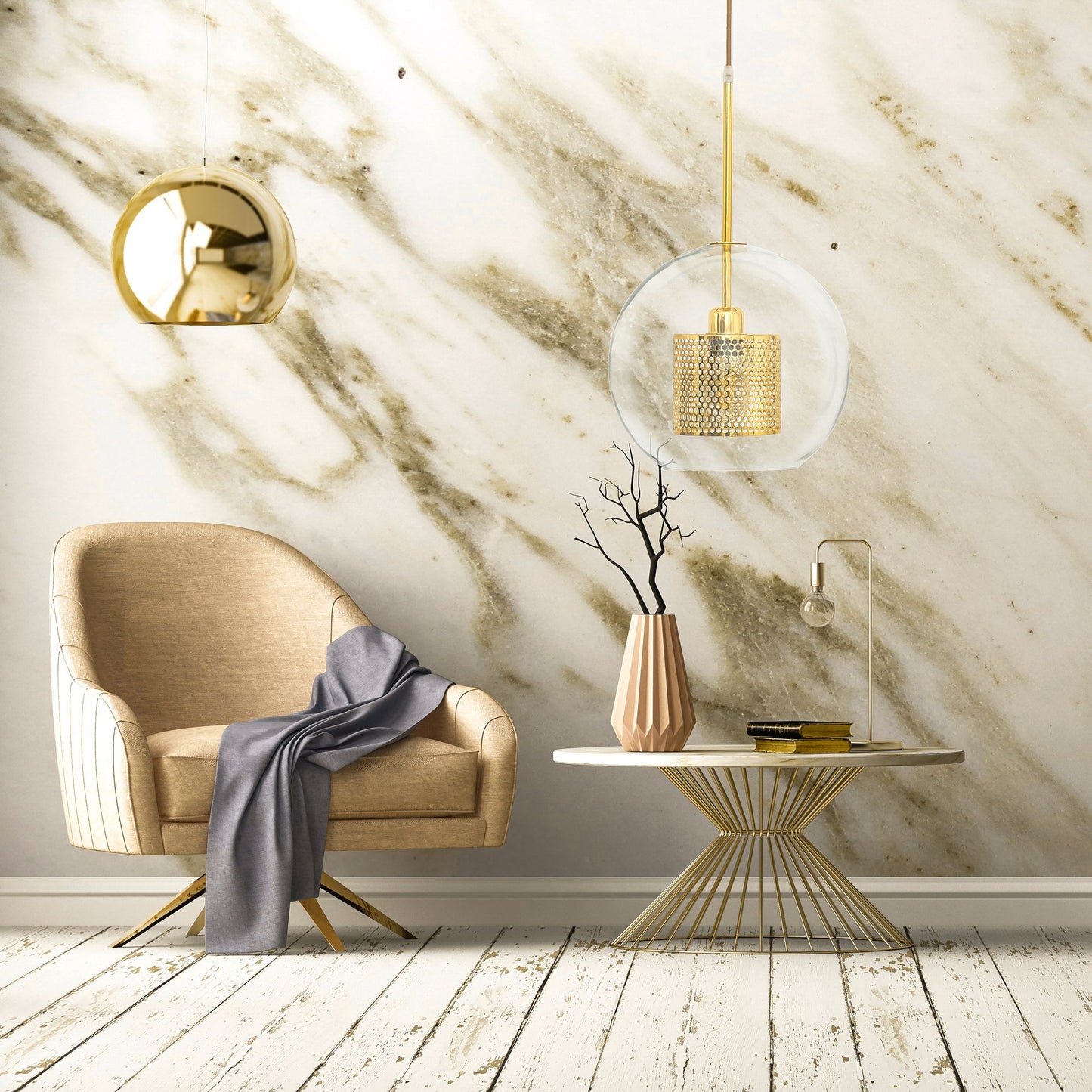 Lampă suspendată din sticlă galbena aurie APP556-1CP 30cm  4
