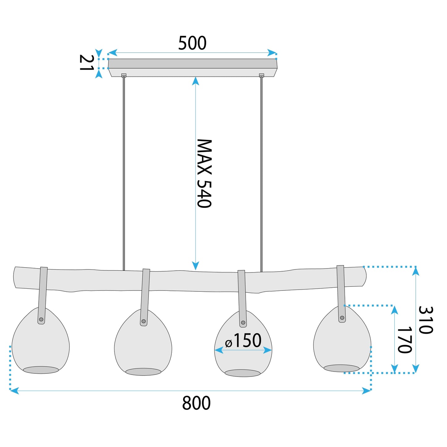 Lampă De Tavan APP1775-4CP Wood Grey  6
