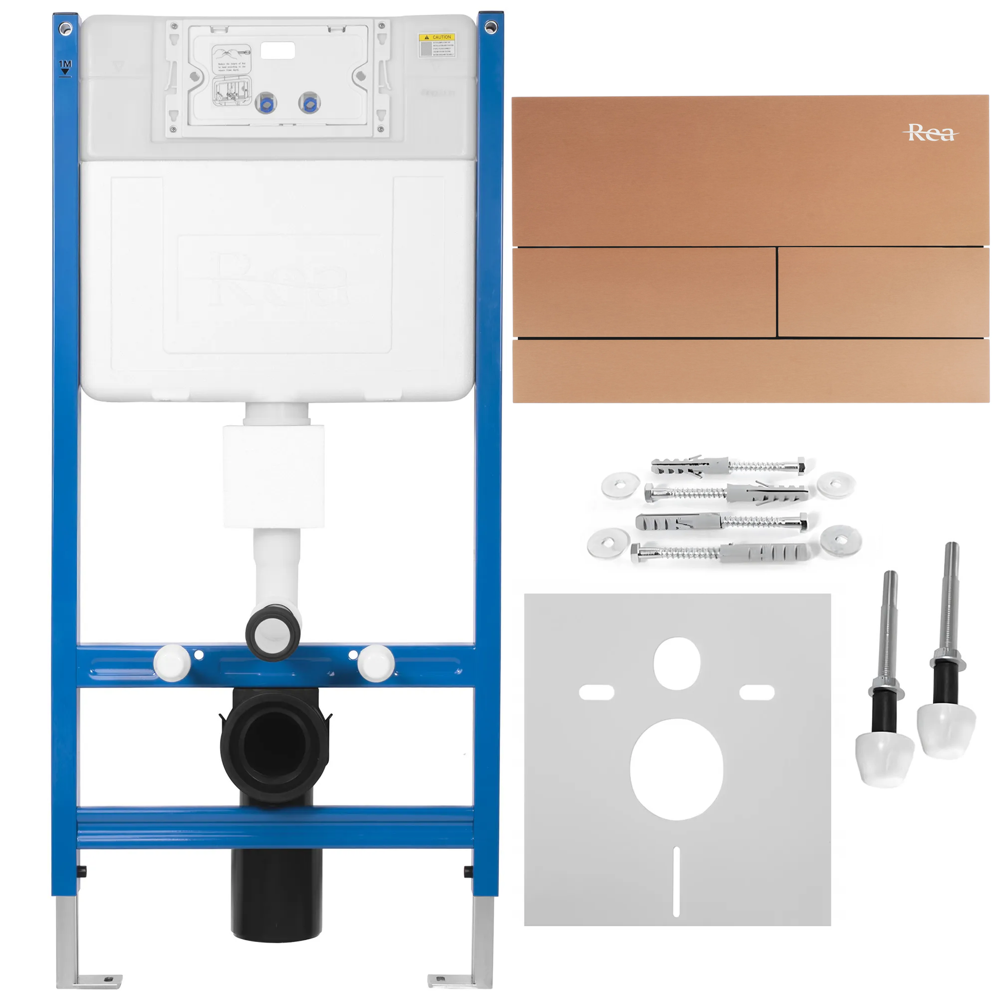 Cadru WC încastrat K011A-Q Rea cu buton T Brush Copper/Rose Gold  1
