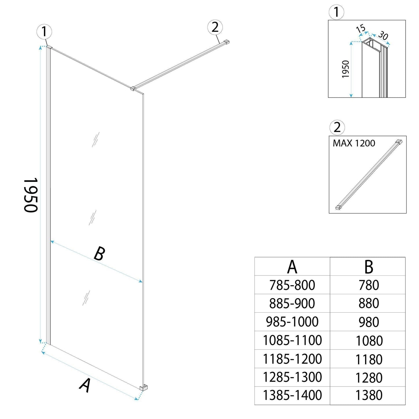 Paravan de dus Rea Flexi Transparent / Titan 120  9