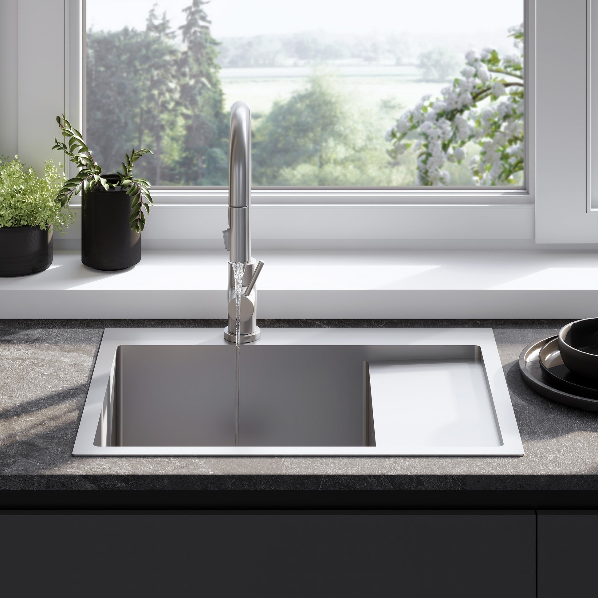 Chiuvetă Inox Fin Brush Nickel fără robinet de bucătărie 4