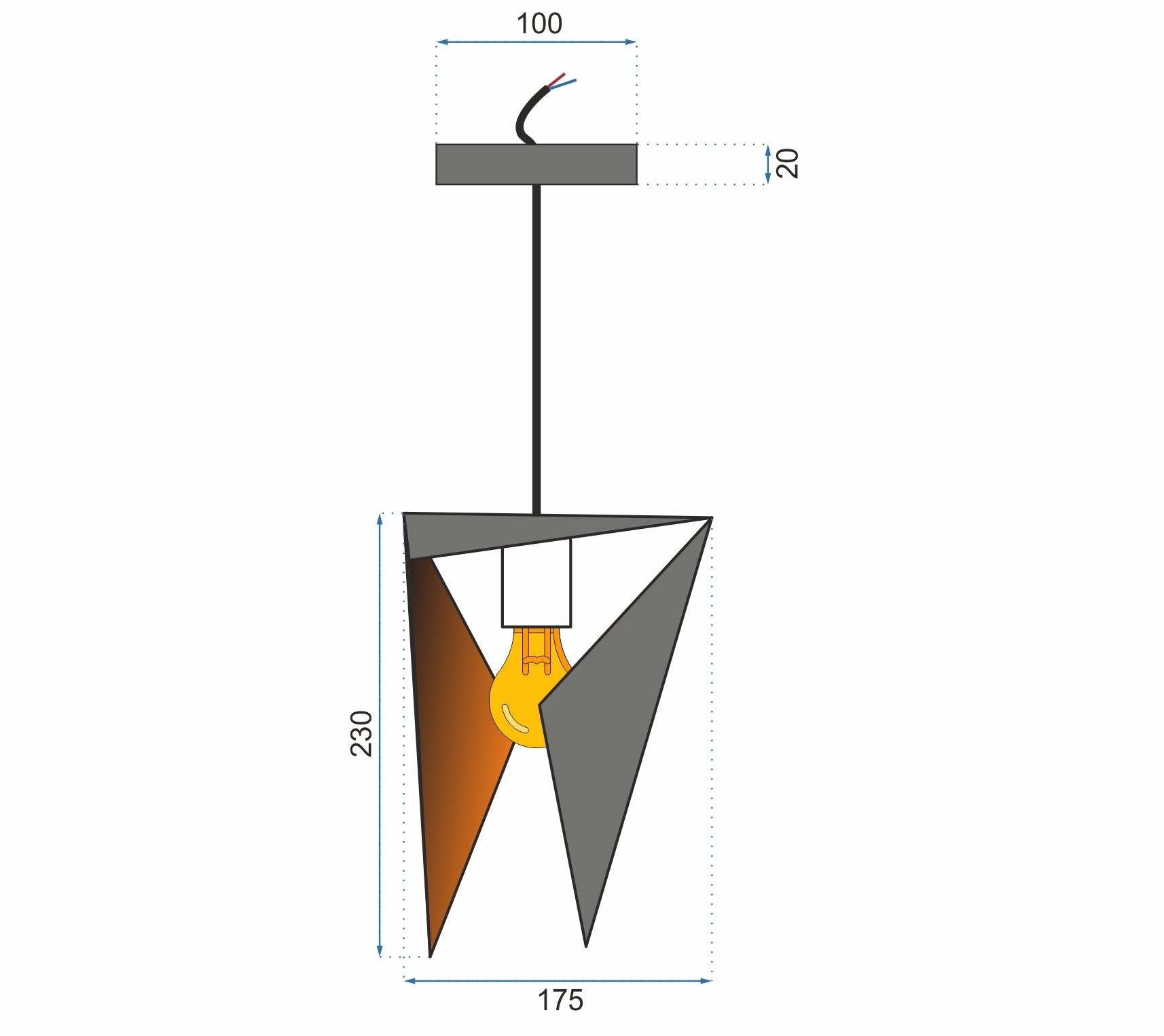 Lampă Geometrică De Plafon Triangulară Neagra APP253-1CP  6
