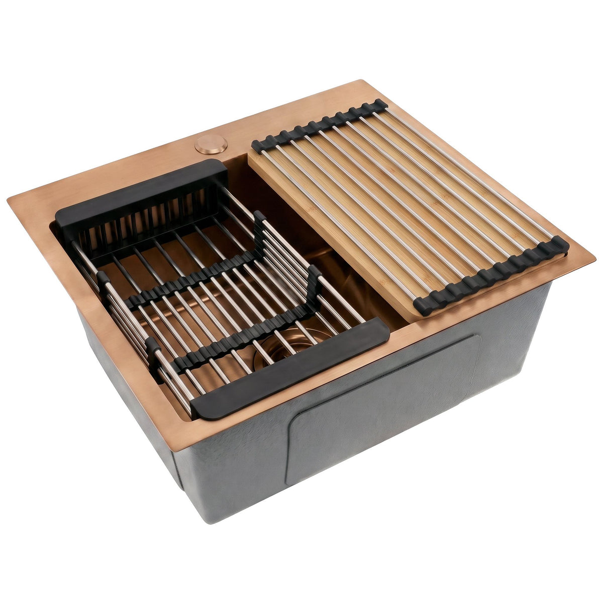 Chiuvetă Din Oțel Cu Set De Accesorii 3 Buc. REA Leo 50 Brush Copper 1