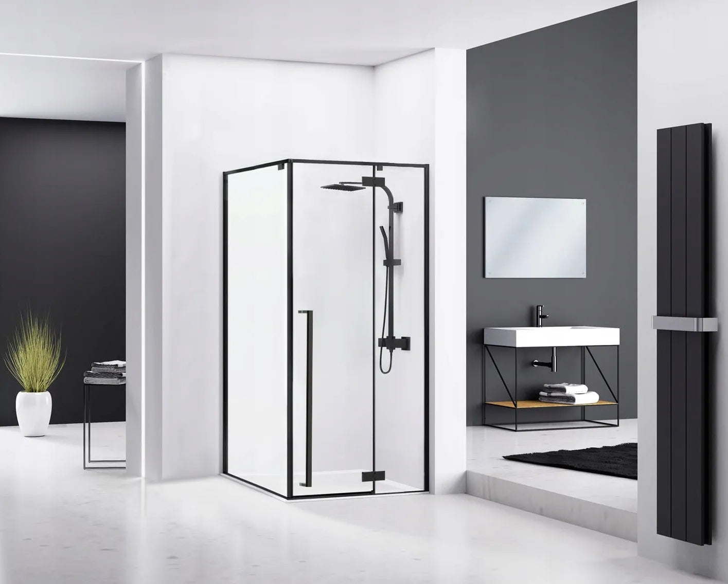 Cabina de dus Fargo 100x80 Black Mat cu cadita Savoy 2