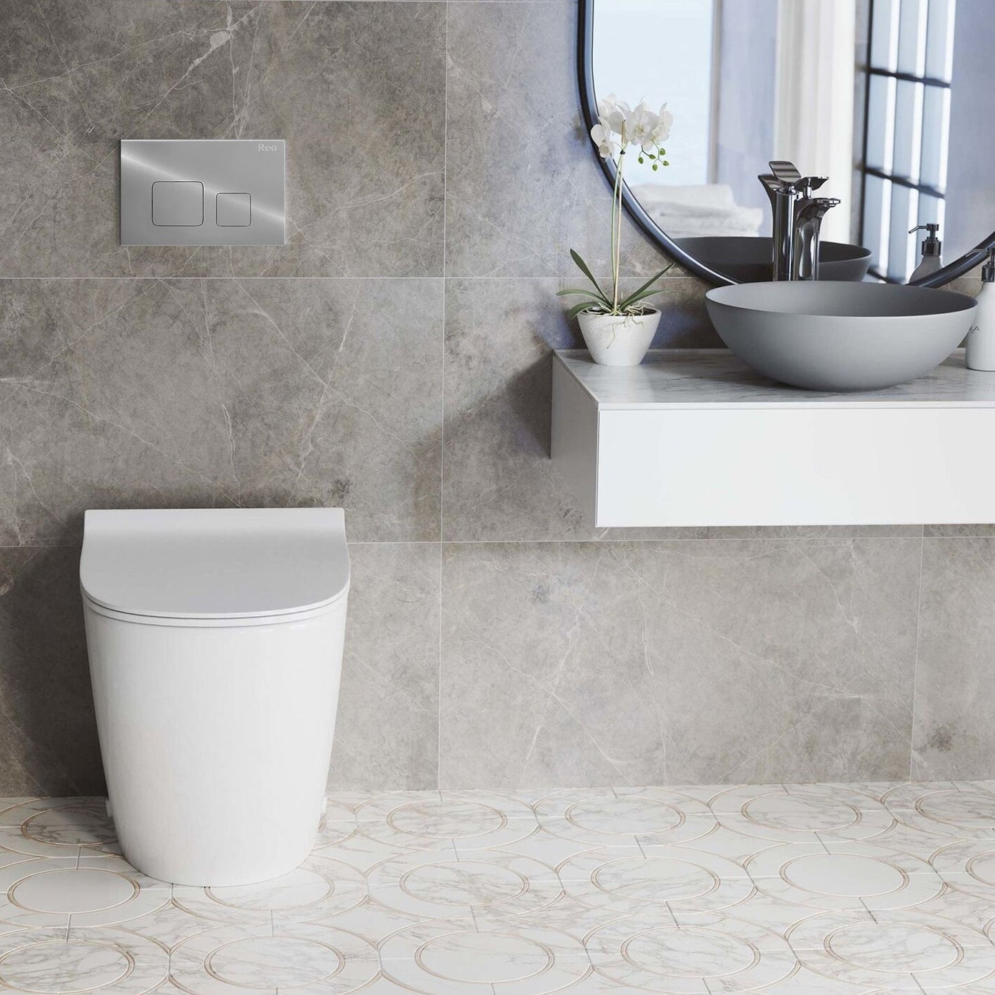 Cadru Set incastrat pentru vas WC cu buton F Crom  2