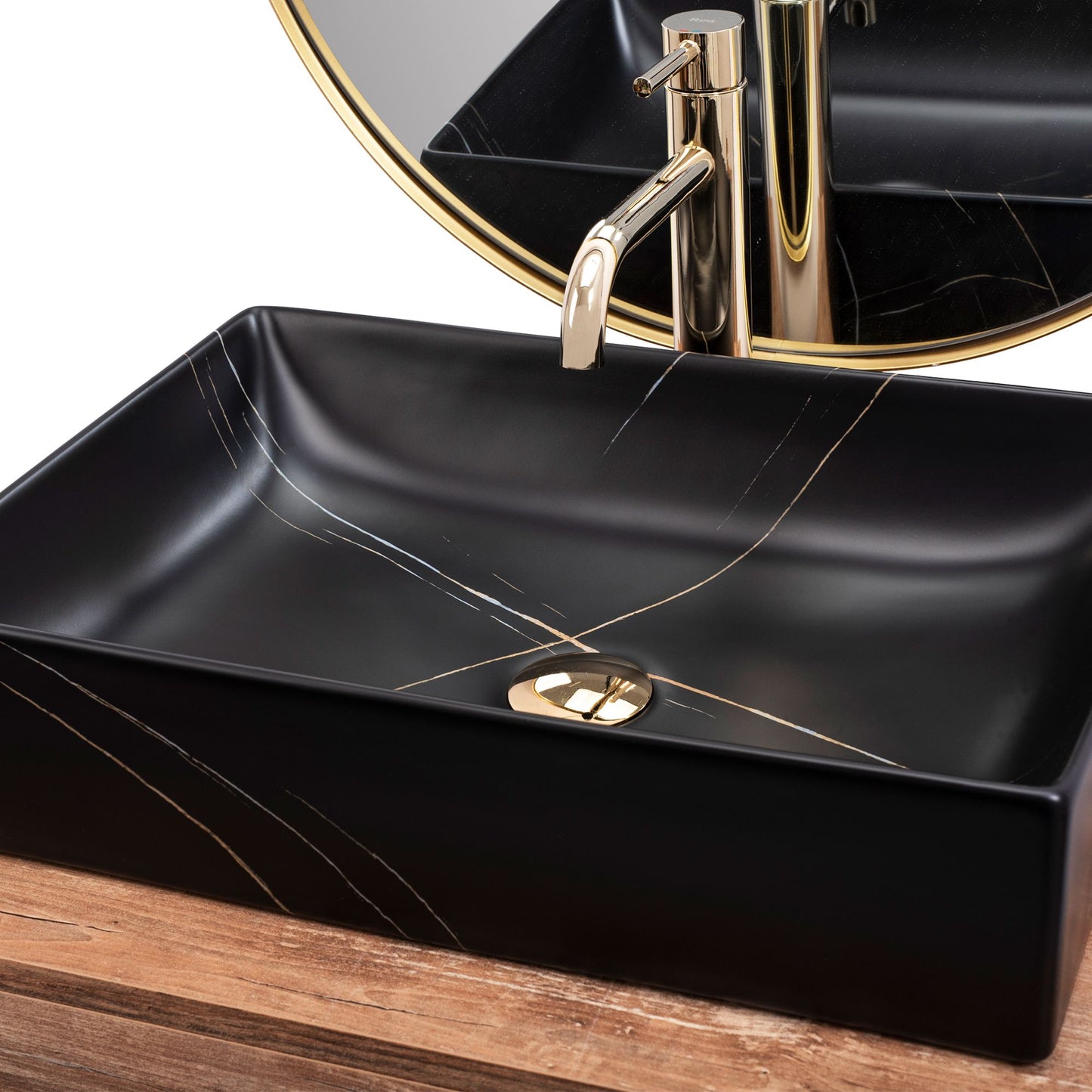 Lavoar pe blat Rea Inga Black Marble Mat 7