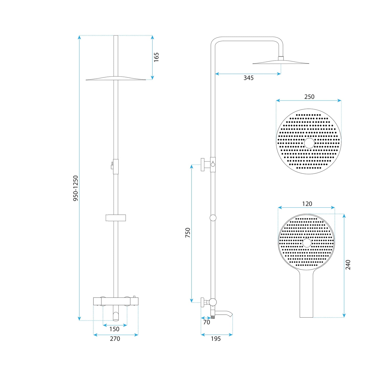 Coloana De Dus Cu Termostat Lungo Diamond Gold  6