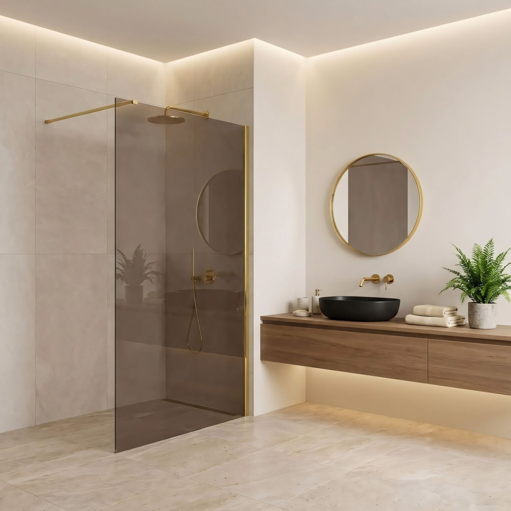 Paravan de dus Rea Flexi Brown / Gold 140  3