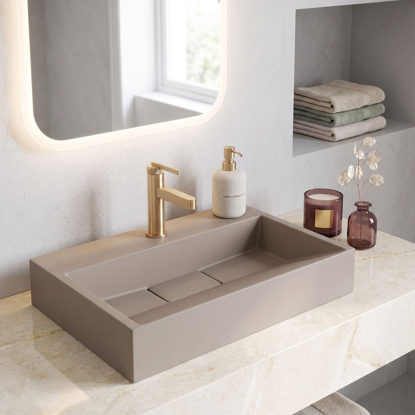 Lavoar Din Compozit Rea GOYA TAUPE 60CM 10