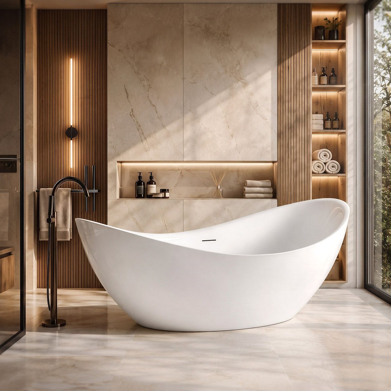 Cadă Freestanding Rea Maris 180 Capac Dop Alb 1