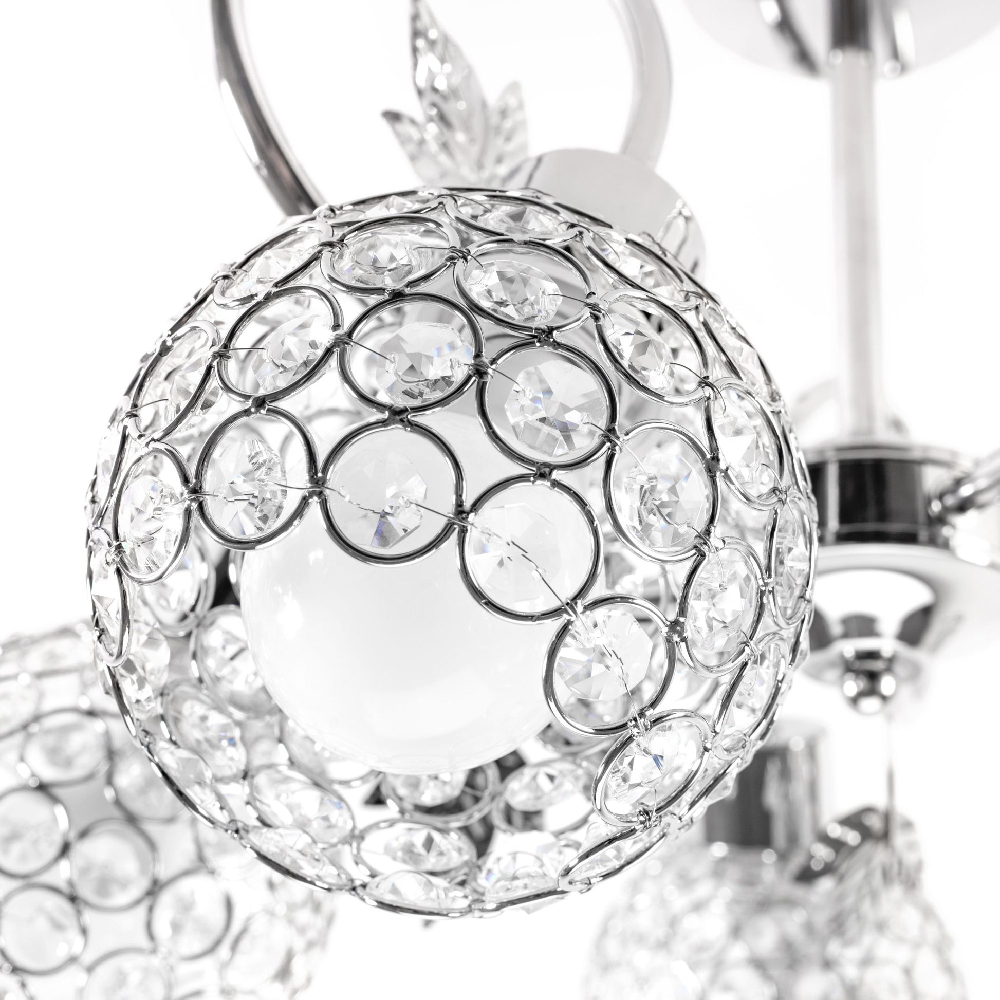 Candelabru cu lampă de cristal cu frunze metalice APP636-5C  2