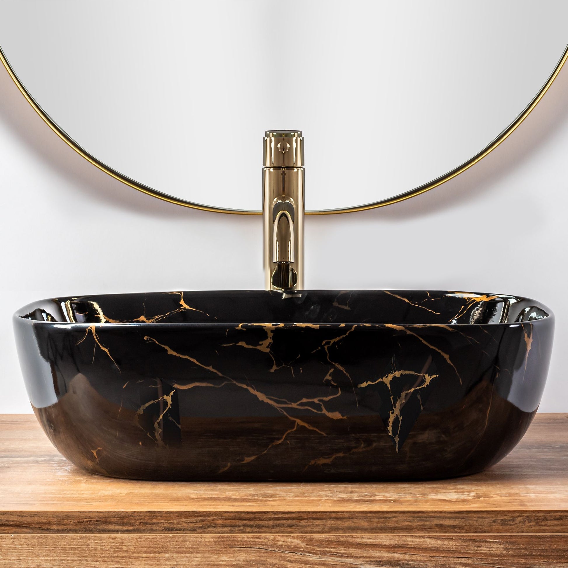 Lavoar pe blat Rea Belinda Black Marble shiny 4