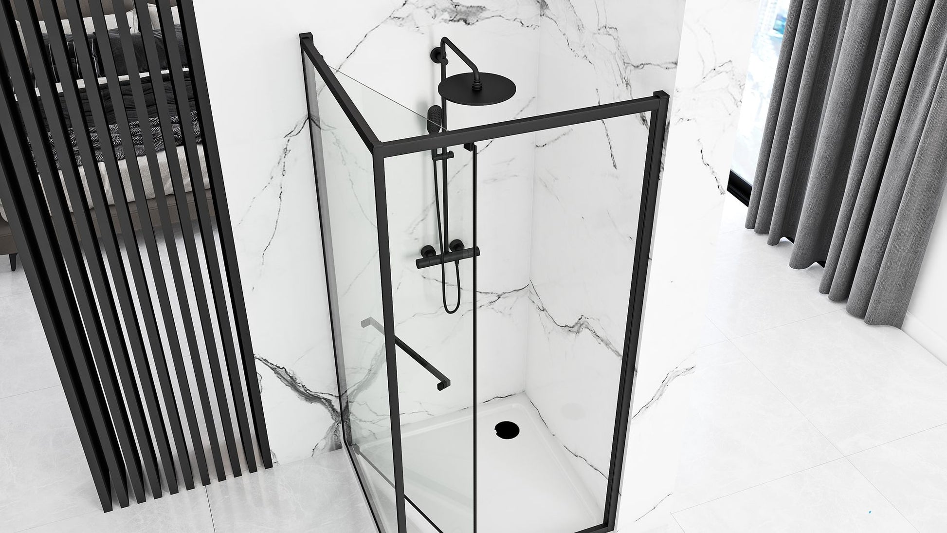 Cabina de dus Rea Space In Black 90x90 fara cadita 5