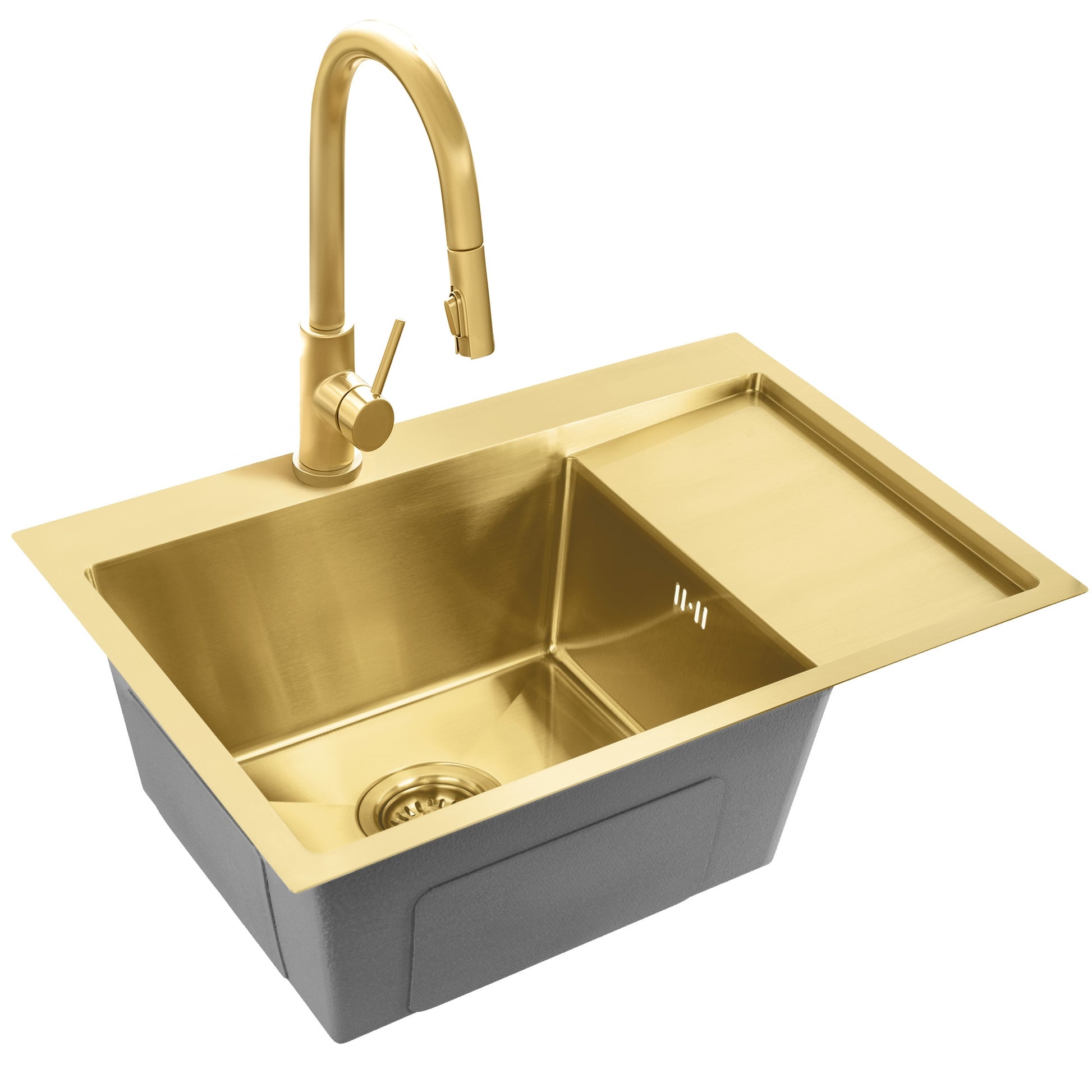 Chiuvetă inox Fin BRUSH GOLD fără robinet de bucătărie 6