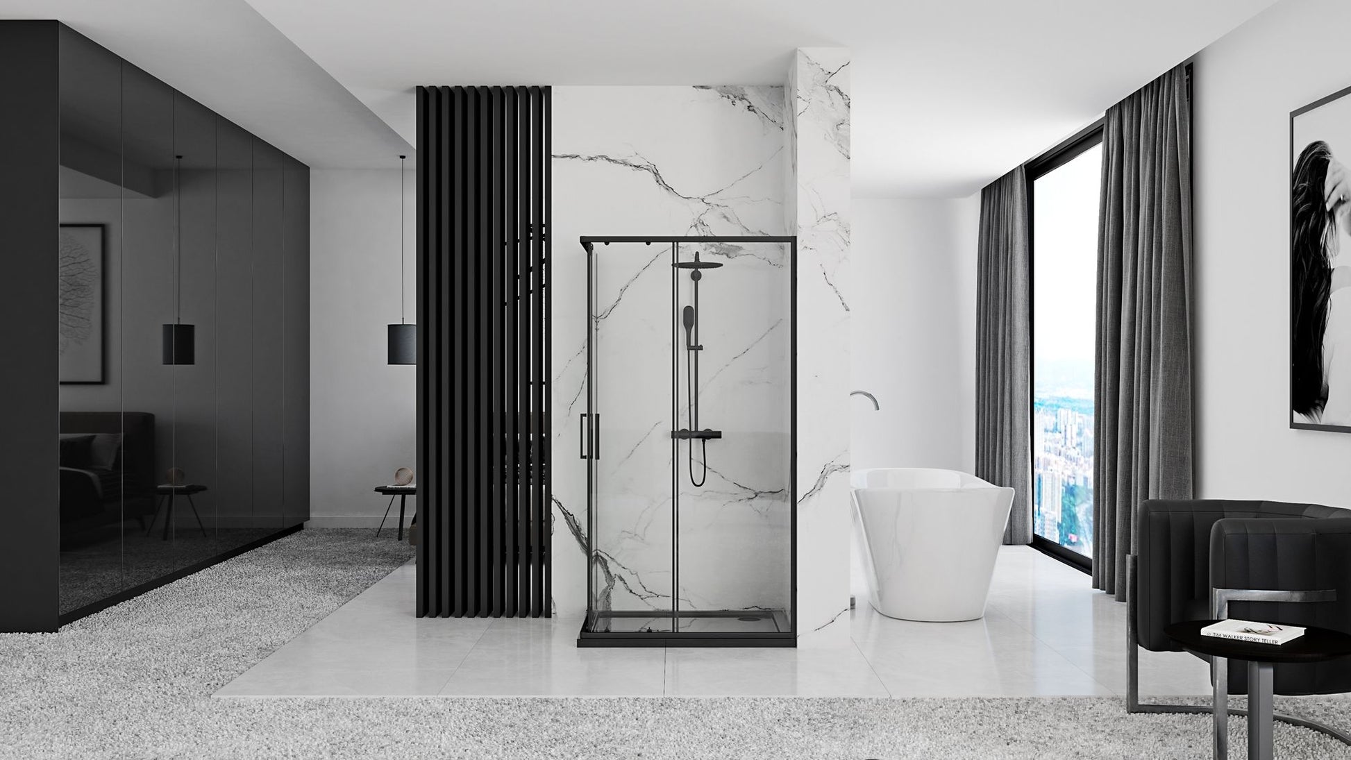 Cabina de dus Rea Punto negru 80x100 cm fara cadita 6