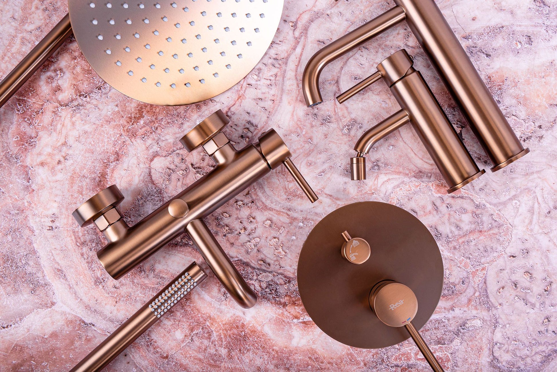 Set de duș incastrat Rea LUNGO COPPER BRUSH + BOX cu termostat 7