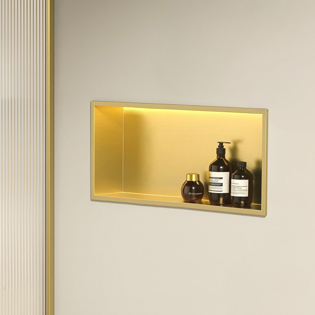 Raft Baie Incastrat Perete Led 30x60 Brush Gold  2