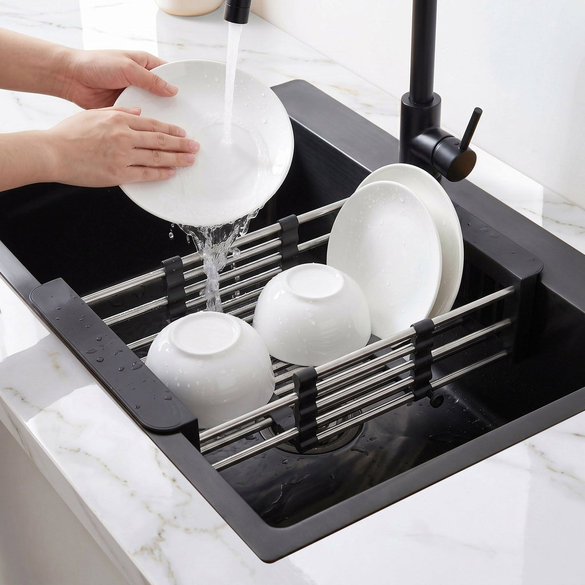 Chiuvetă Din Oțel Cu Set De Accesorii 3 Buc. REA Liam Black 9