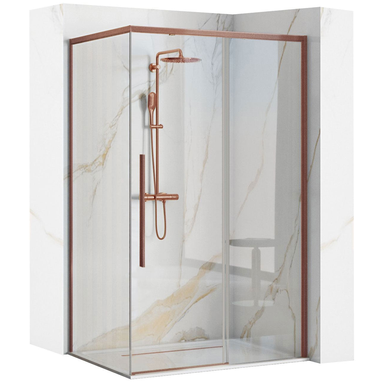 Cabina De Dus Solar Copper Brush 100x80cm fara cadita 1