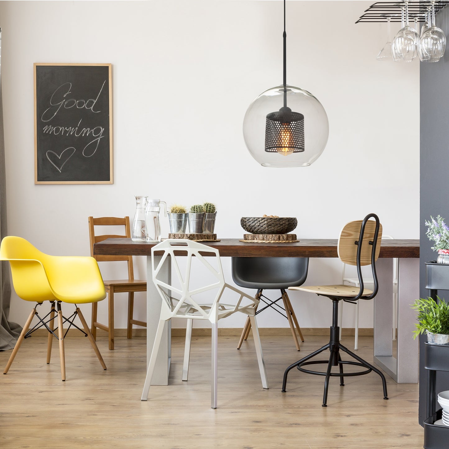 Lampă Suspendată Din Sticlă Loft Negru APP559-1CP 30cm  4