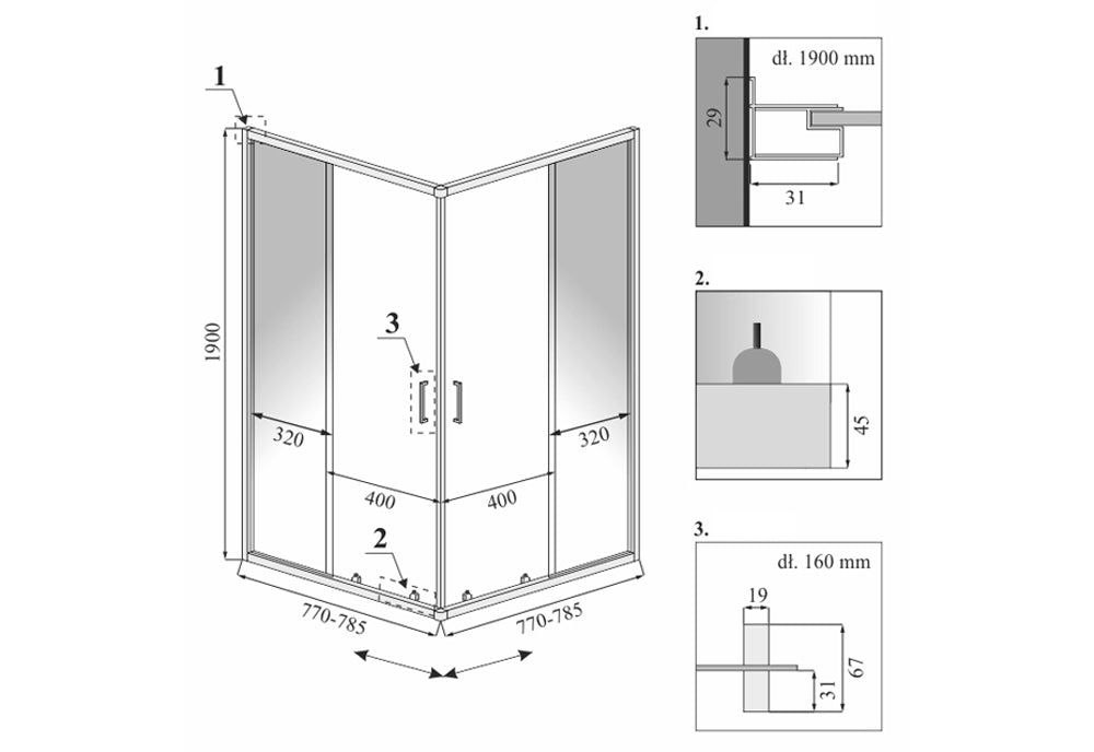 Cabina de dus Rea Vito Black Mat 80x80  5