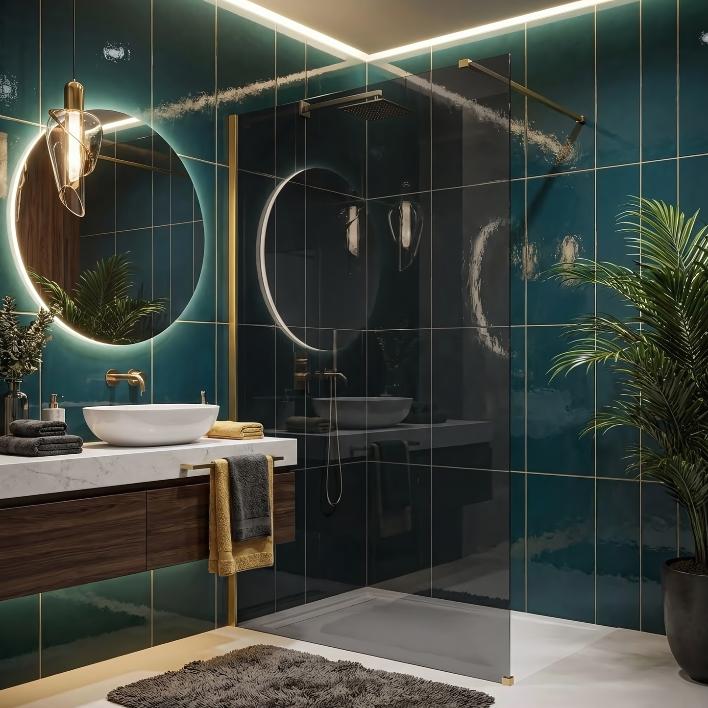 Paravan de dus Rea Flexi Grey / Brush Gold 140  4