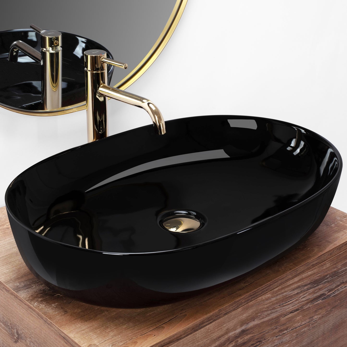Lavoar ceramic pentru blat Rea CLEO Black  2