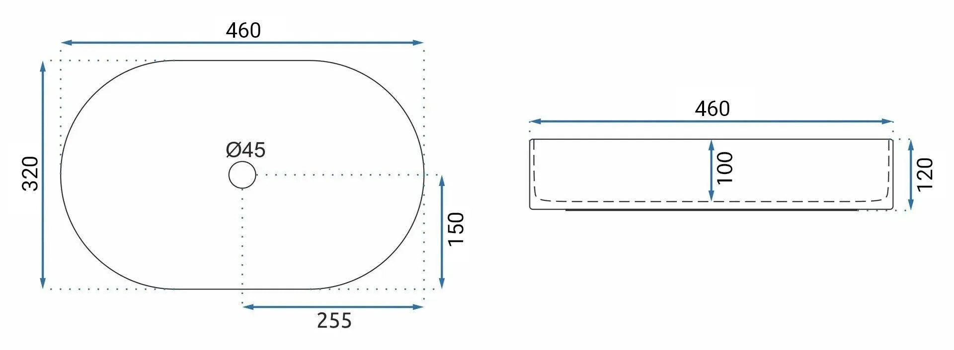 Lavoar ceramic pentru blat Rea Nadia 46  9