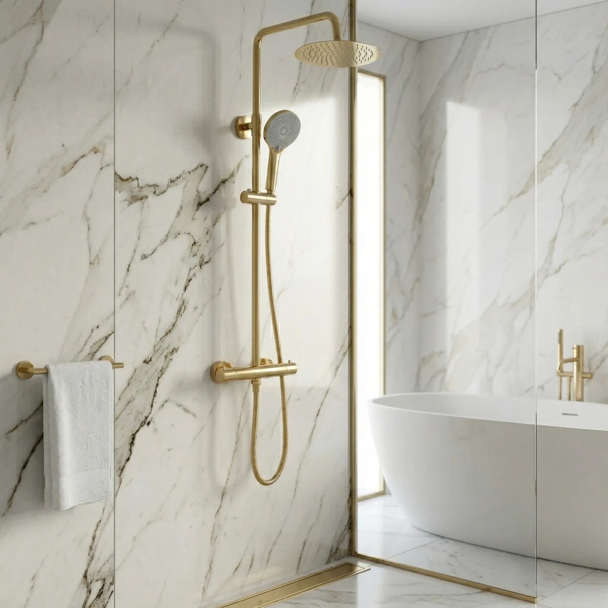 Set de duș fără pipă cu termostat Rea Lungo Gold  9