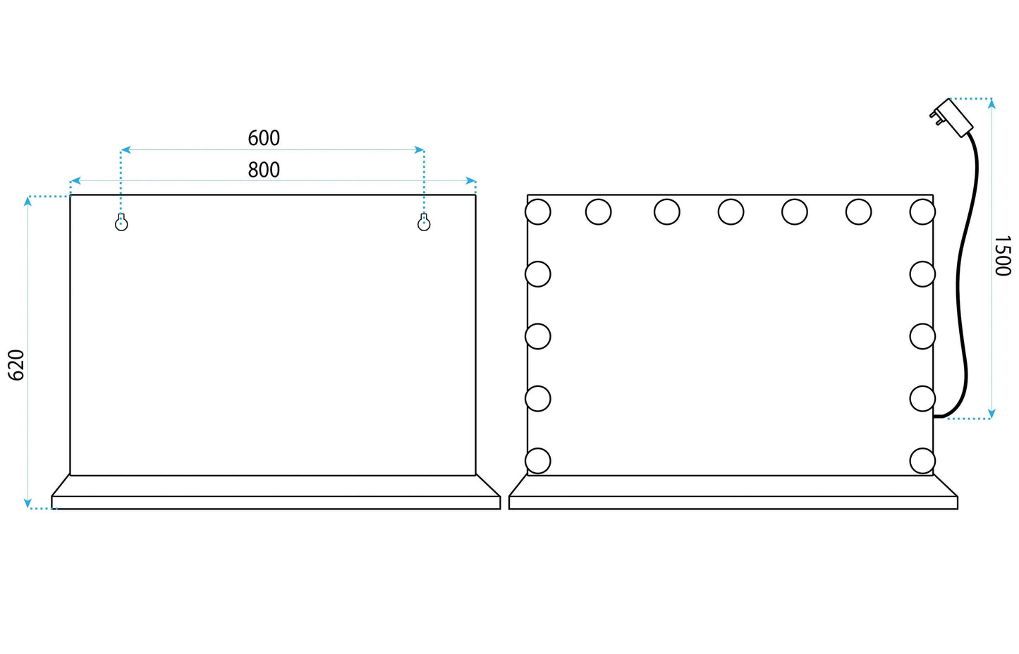 Oglindă LED HOLLYWOOD L.Gold 80x60  9
