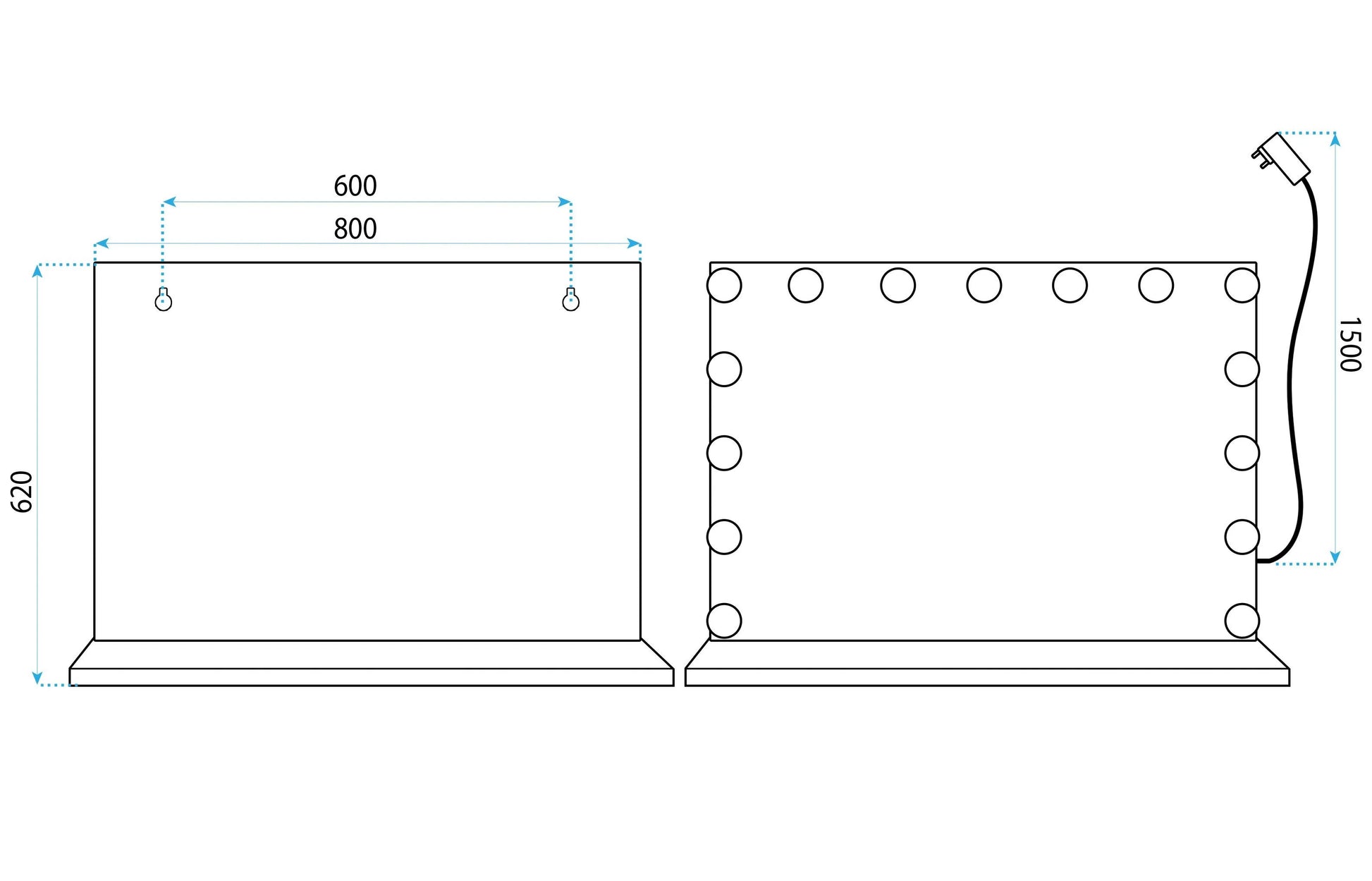 Oglindă LED HOLLYWOOD L.Gold 80x60  9