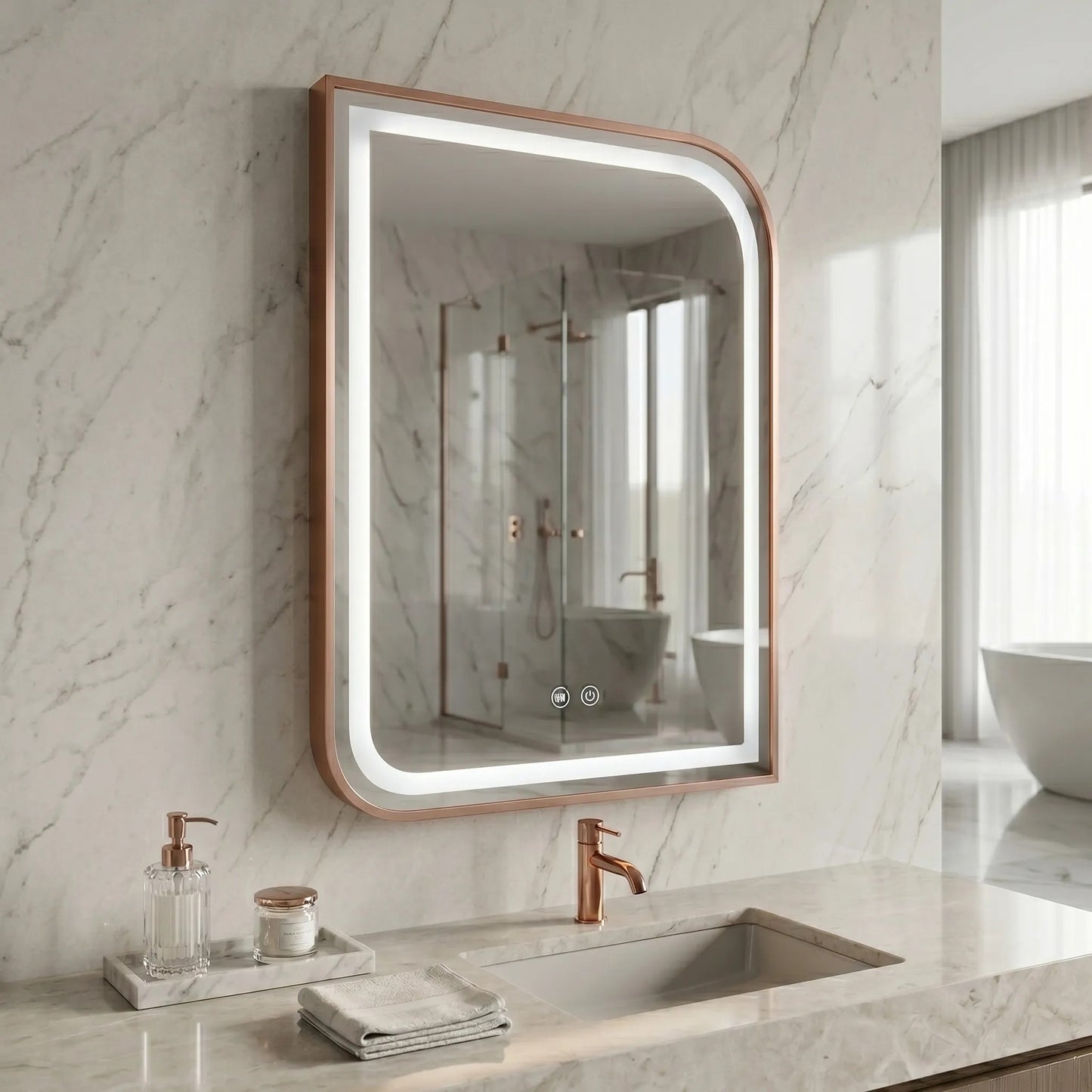 Oglindă LED ZONE 70x50 BRUSH  ROSE GOLD  9