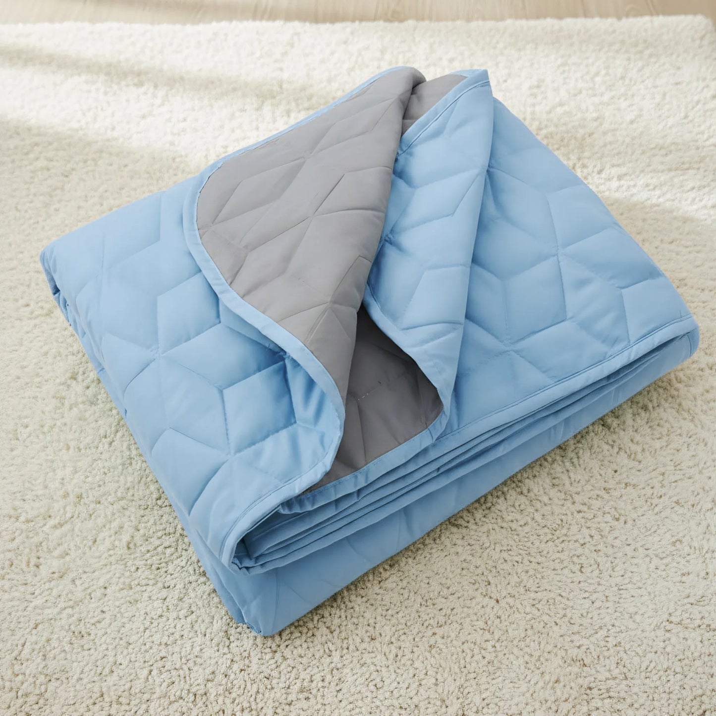 Cuvertura Cu Doua Fete Matlasata Diamante L.Grey / Blue 220x240 9