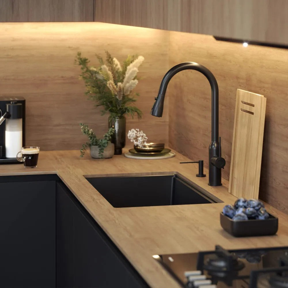 Chiuveta Din Granit Logan 110 Black Metallic Dop Nichel Periat 9