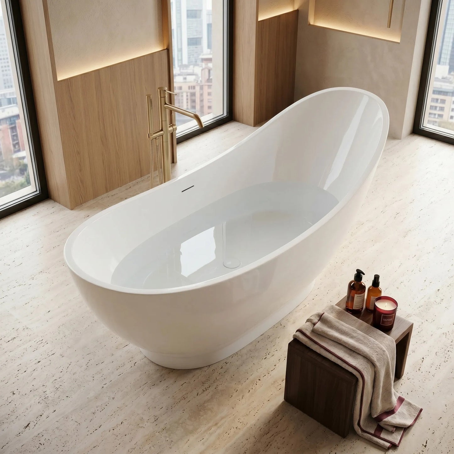 Cadă Freestanding Rea Sorento 180 Capac Dop Alb 9