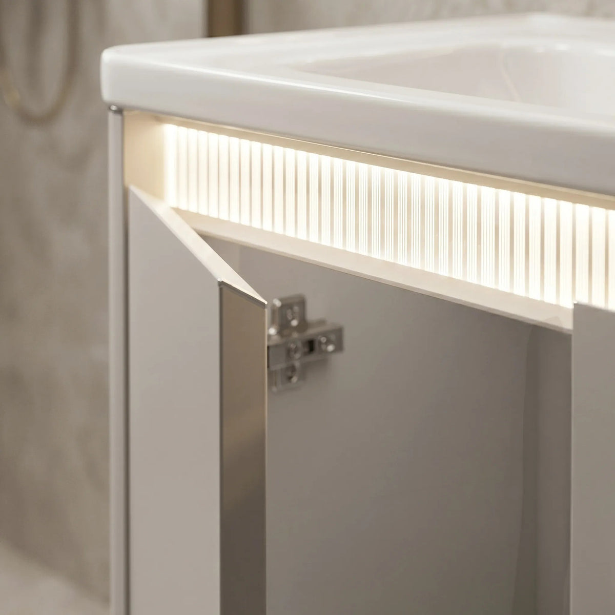 Set Mobilier De Baie Cu Lavoar DE07-60 Beige 60CM 9