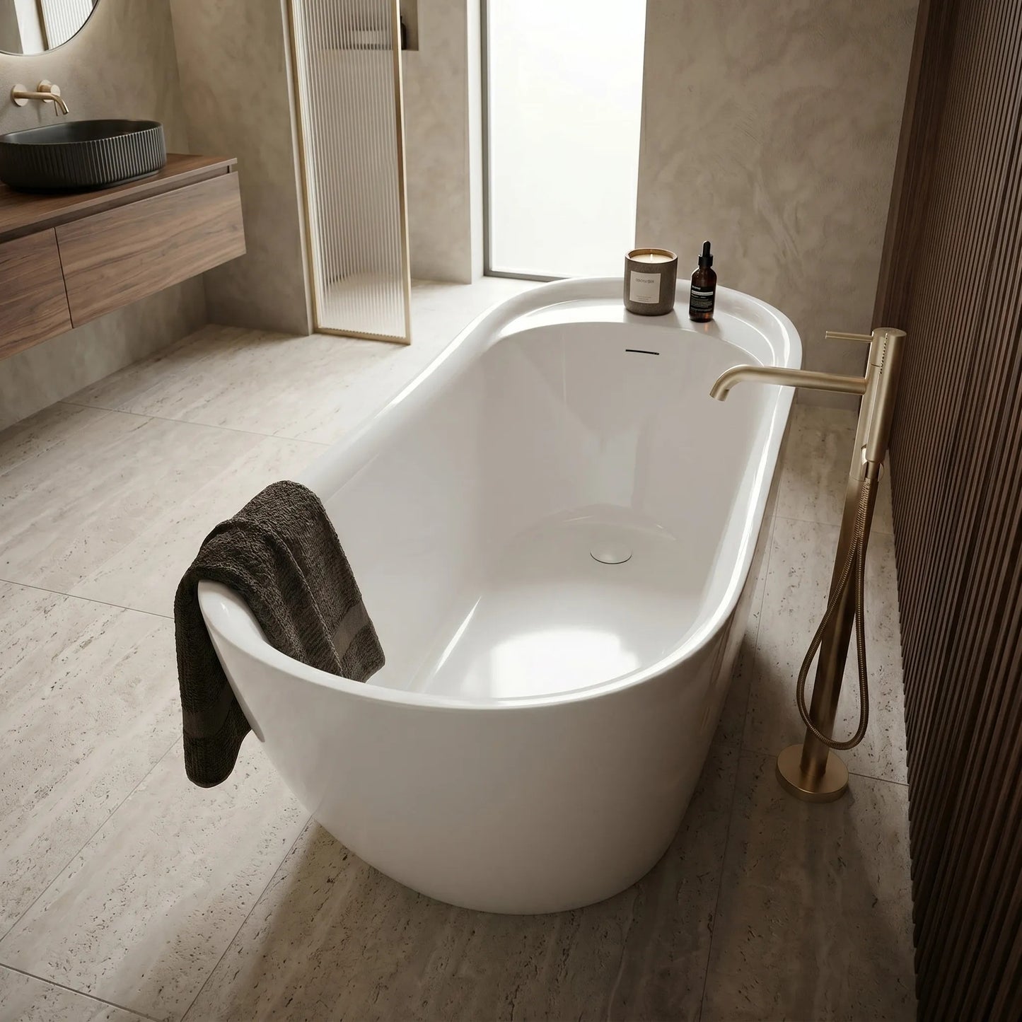 Cadă Freestanding Rea Orte 170 Capac Dop Negru 9