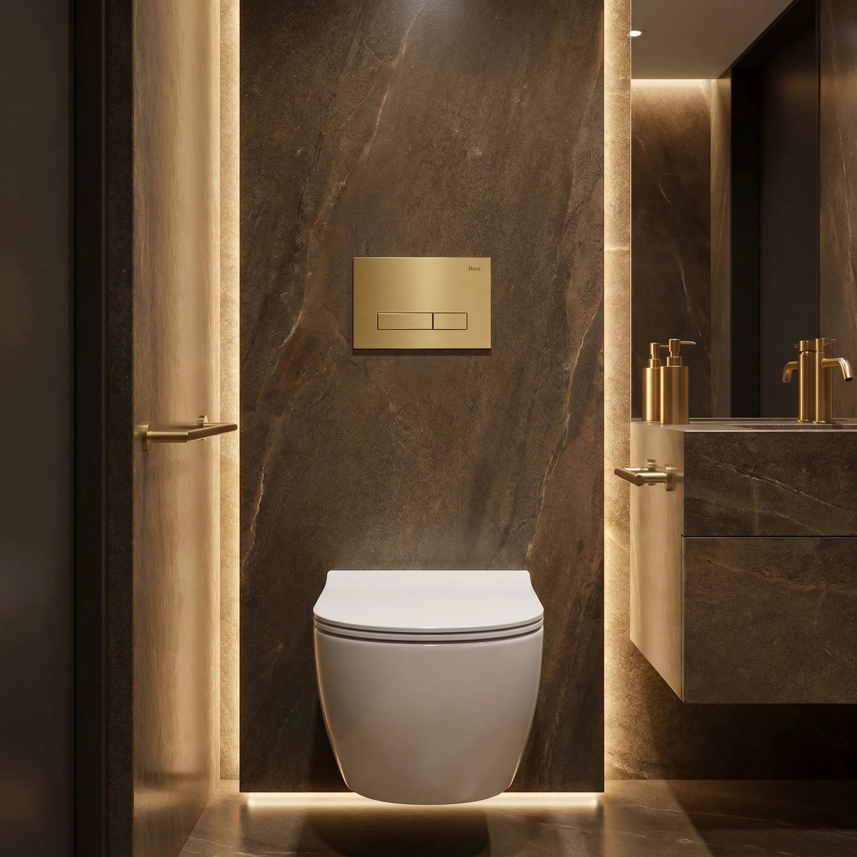 Set Cadru Îngropat Slim 024N Pentru WC Cu Buton HD Gold 9