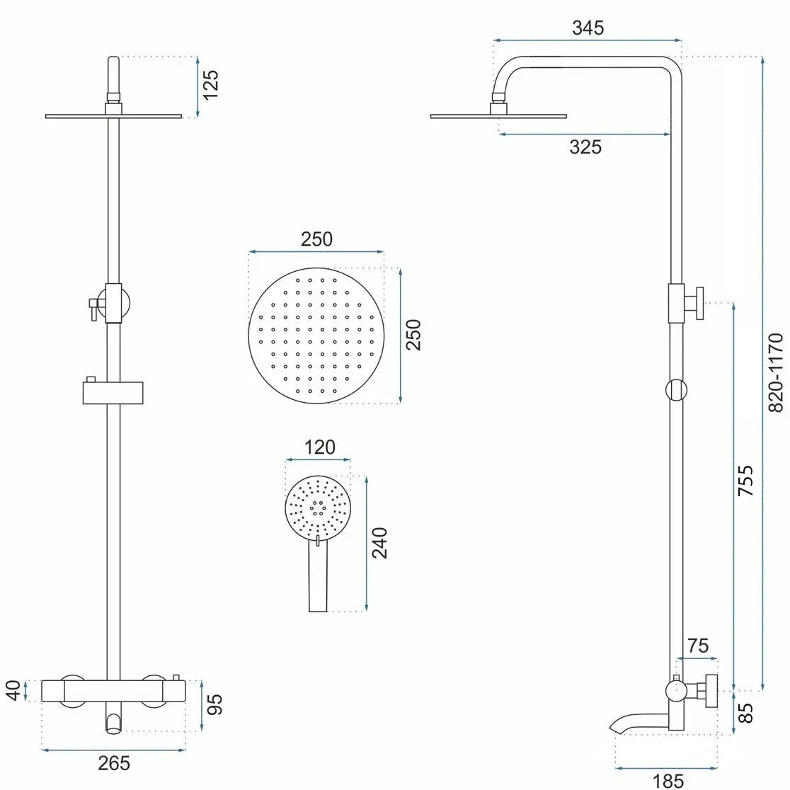 Coloana De Dus Cu Termostat REA Lungo Copper 9