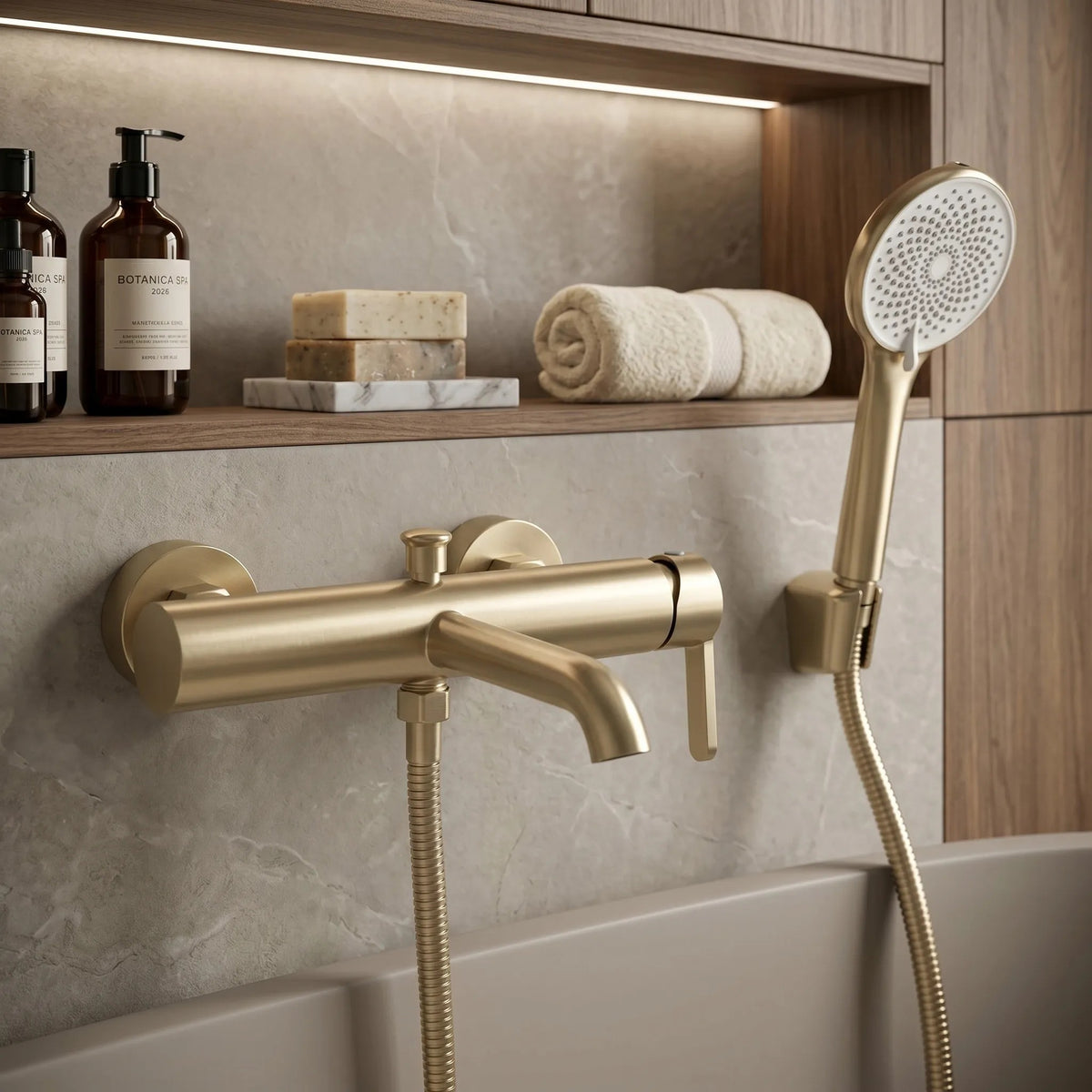 Baterie Pentru Cadă REA Ontario Side Brush Gold 9